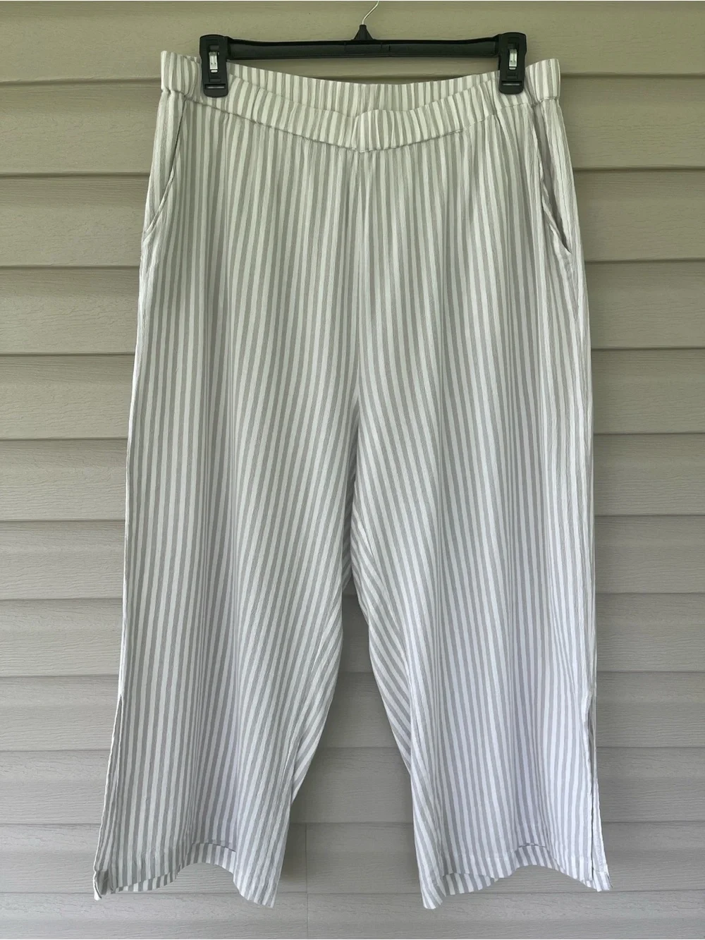 Fresh Produce White & Beige Striped Wide Leg Cropped Pants Size 1X
